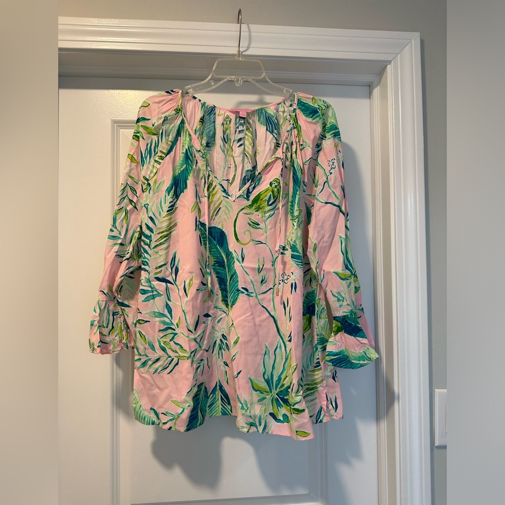 Lilly Pulitzer Pink Relaxed Ruffled Blouse
